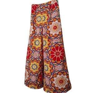 SHEIN Multicolor Geometric Print Flowy Palazzo Pants Bohemian Whimsical Size M
